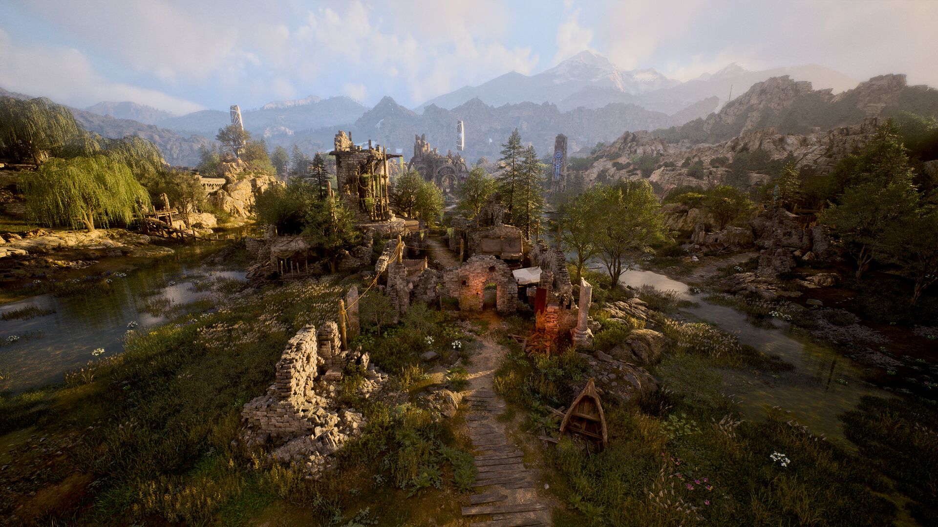 Overlooking a valley village